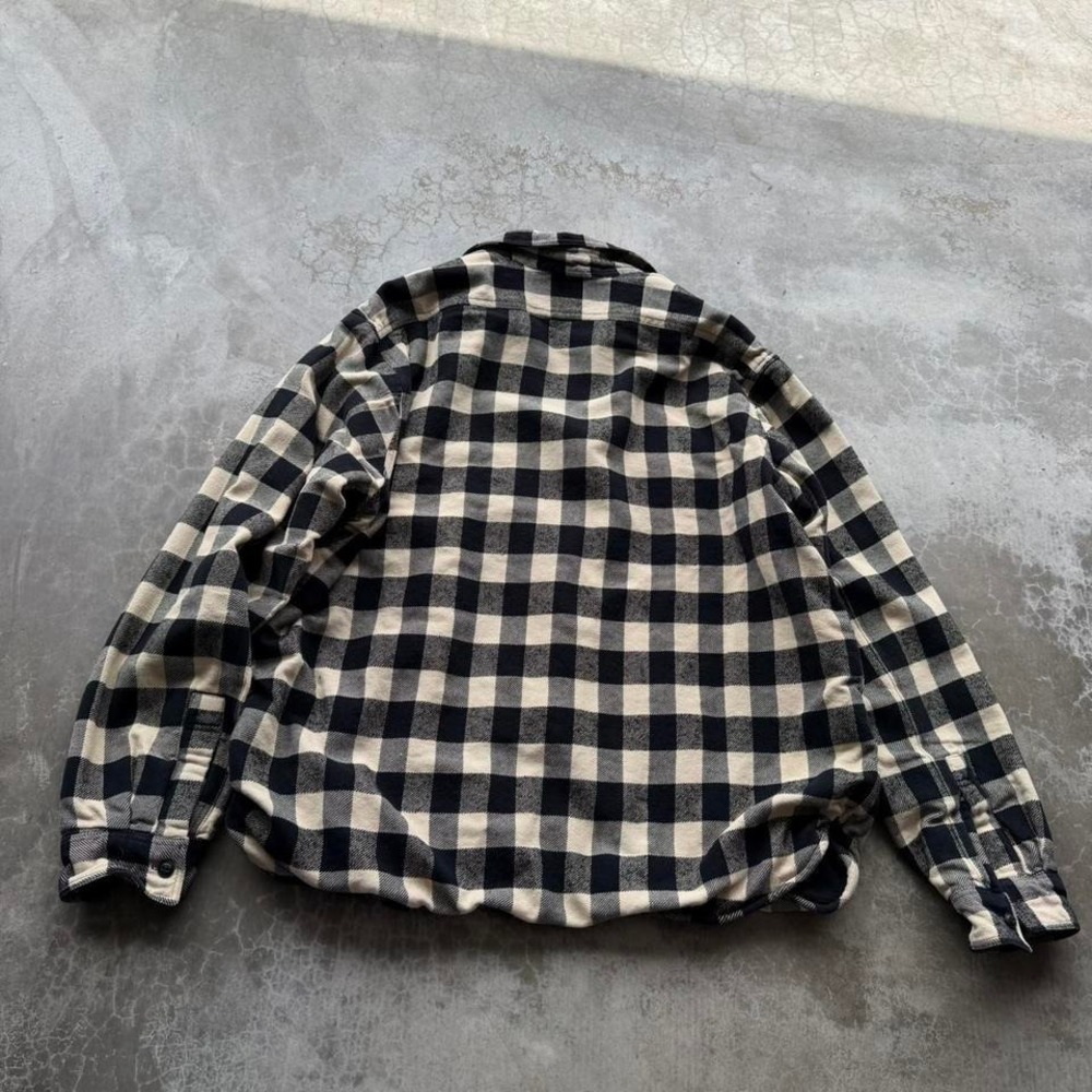 Vintage 90's black and white 100% cotton quarter zip thermal flannel  shirt - Picture 5 of 8